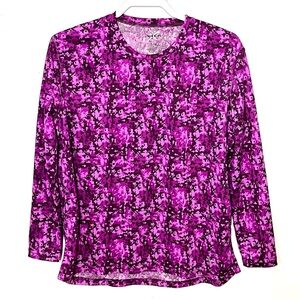 KTEK Women's Purple, Pink, &  Maroon Floral Long Sleeve Workout Top. Size XL.